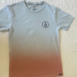Volcom Kids' Blue and Pink Ombre T-Shirt- Sz M (10)